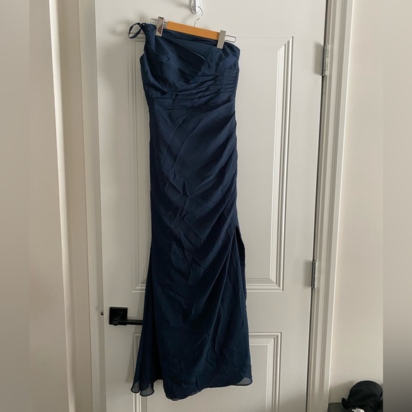 JJ’s House A-line One Shoulder Chiffon Bridesmaid Dress With Ruffle - Picture 4 of 5